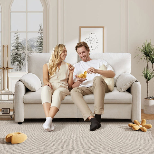 English Elm 800lbs Chenille Loveseat Sofa with Down Fill Cloud Comfort for Living Room or Bedroom W1521P499766