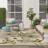 Nourison Aloha ALH33 Machine Made Power-loomed Narrow Border Indoor/Outdoor Outdoor Tropical Rug Ivory Green, Ivory Green 100% Polypropylene 99446953575