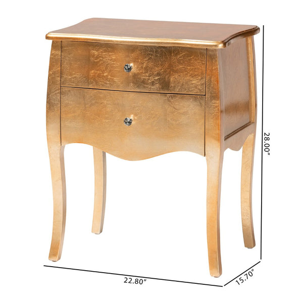 Baxton Studio Baxton Studio Patrice End Table - Classic Gold-Finished Wood with 2 Drawers & Elegant Design JY15B054-Gold-ET