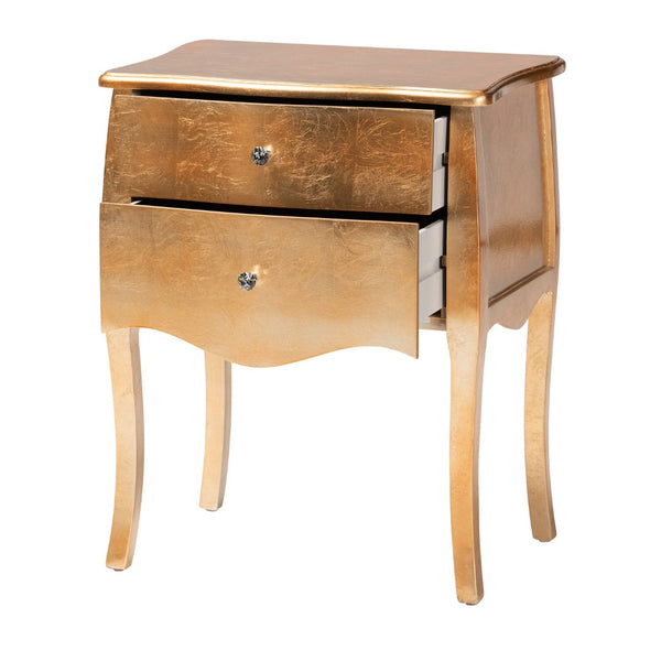Baxton Studio Baxton Studio Patrice End Table - Classic Gold-Finished Wood with 2 Drawers & Elegant Design JY15B054-Gold-ET