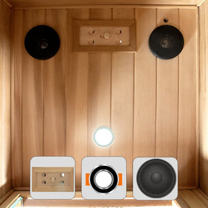 English Elm One Person Far Infrared Cedar Indoor Sauna with Glass Door and Bluetooth Audio W632S00015