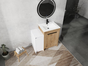 English Elm 36 Inch Freestanding Bathroom Vanity With Ceramic Sink, Soft-Close Doors & Ample Storage Space W999S00307