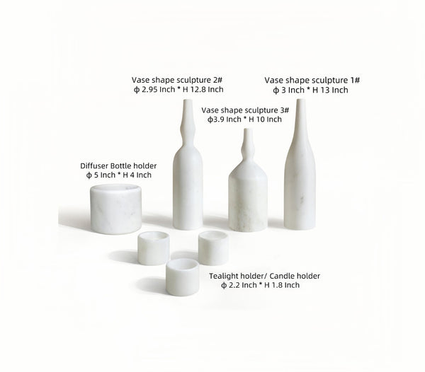 English Elm White Natural Marble Accessory Set - Luxury 7-Piece Collection For Stunning Living Room Décor W1696P262945-GIGA