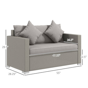 English Elm Outsunny Stylish Outdoor Wicker Loveseat With Cushions, Comfortable 2-Seat Sofa For Patio & Garden W2225P174003-GIGA