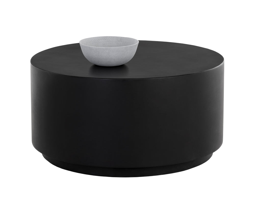 Sunpan Rubin Coffee Table - Contemporary Round Design for Indoor and Covered Outdoor Spaces, Unique Style Black
