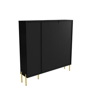 English Elm Mdf Herringbone Shoe Cabinet Gold Hardware Entryway Organizer Holds 16 Pairs Black T3609P482836