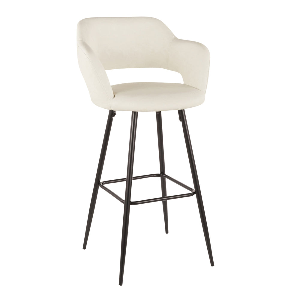 English Elm Margarite Set Of 2 Contemporary Barstools In Cream Faux Leather & Black Metal - Stylish Comfort! B202P222398