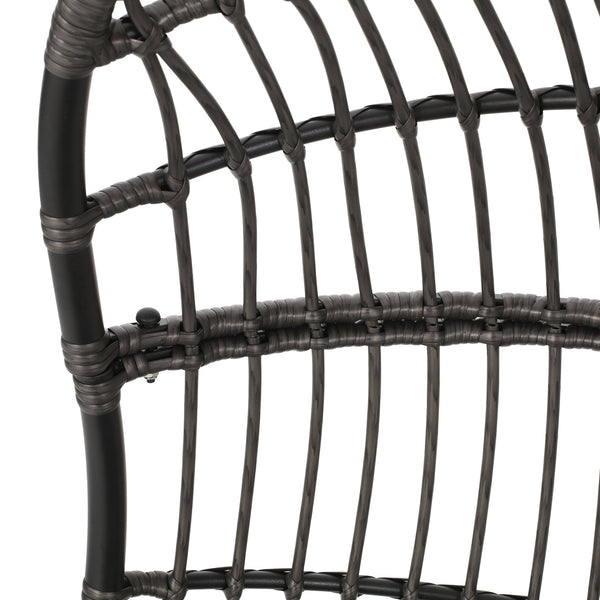 English Elm Christopher Knight Home® - BERKSHIRE Wicker Hanging Chair with 8ft Chain — Weather‑Resistant Faux Rattan Swing, 300 lb Capacity Gray 70843.00GDGRY