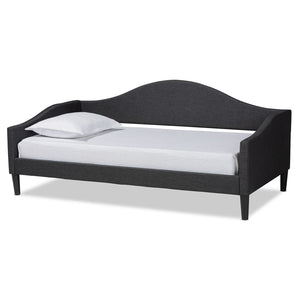 Baxton Studio Baxton Studio Modern Twin Daybed in Charcoal Fabric with Dark Brown Wood Frame for Stylish Comfort Milligan-Charcoal Grey-Daybed-Twin