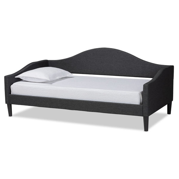 Baxton Studio Baxton Studio Modern Twin Daybed in Charcoal Fabric with Dark Brown Wood Frame for Stylish Comfort Milligan-Charcoal Grey-Daybed-Twin