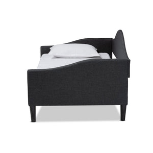 Baxton Studio Baxton Studio Modern Twin Daybed in Charcoal Fabric with Dark Brown Wood Frame for Stylish Comfort Milligan-Charcoal Grey-Daybed-Twin
