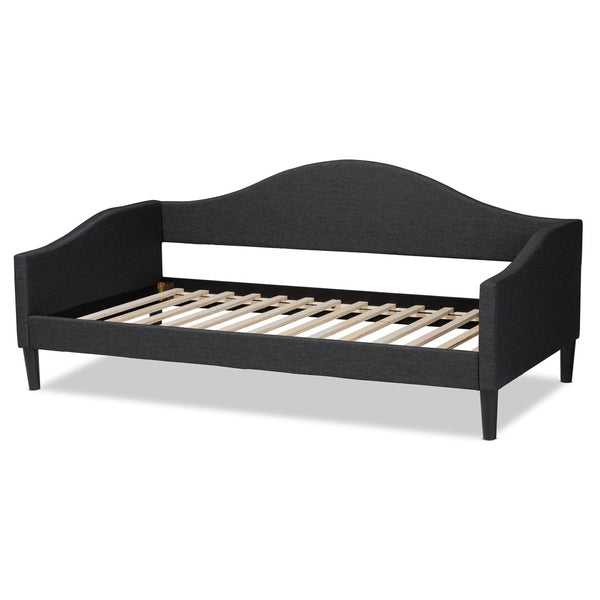 Baxton Studio Baxton Studio Modern Twin Daybed in Charcoal Fabric with Dark Brown Wood Frame for Stylish Comfort Milligan-Charcoal Grey-Daybed-Twin