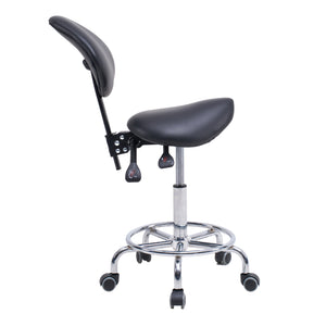English Elm Saddle Ergonomic Swivel Stool with Backrest, Hydraulic Tilt, Footrest & Smooth Wheels for Clinic W2069P342823