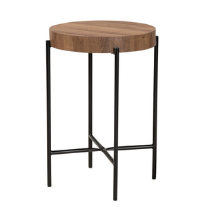 Baxton Studio Baxton Studio Savion Industrial End Table - Walnut Brown Wood & Black Metal Base for Modern Spaces LCF20443-ET