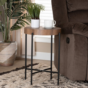 Baxton Studio Baxton Studio Savion Industrial End Table - Walnut Brown Wood & Black Metal Base for Modern Spaces LCF20443-ET