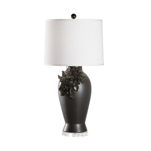 Wildwood Savoir Savoir Faire Lamp In Black With Magnolia Motif — 32" Elegant Table Lamp For Classic DéCor 12574