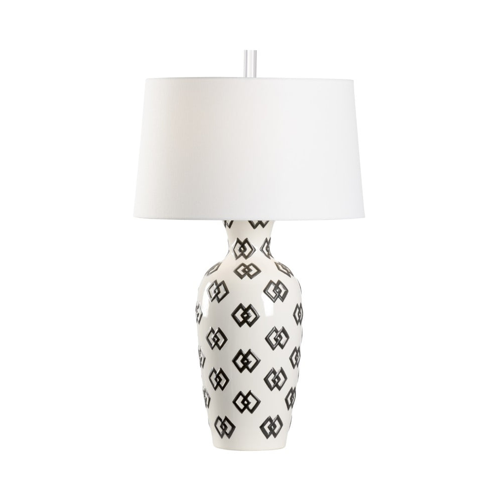 Wildwood Linked Linked In Lamp — Hand‑Painted Black & White Sculptural Accent Lamp, 29" Tall Modern Artful Light 12575