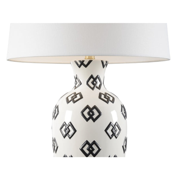 Wildwood Linked Linked In Lamp — Hand‑Painted Black & White Sculptural Accent Lamp, 29" Tall Modern Artful Light 12575