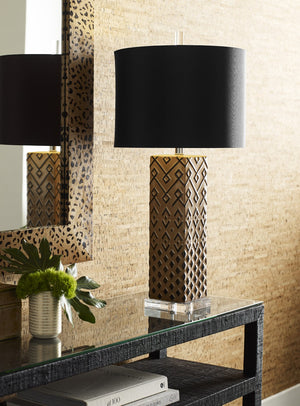 Wildwood Ujamaa Sculptural Table Lamp Brown — Hand‑Painted Native‑Textile Inspired Accent, Slim 31.5" H 12576