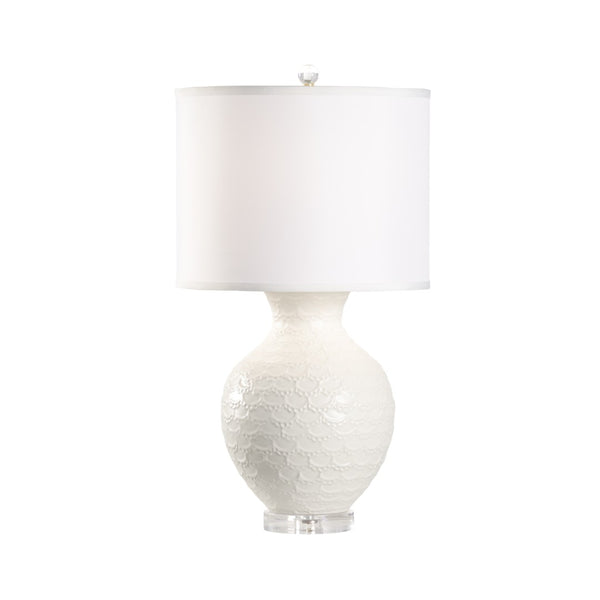 Wildwood Venise White Table Lamp By Cheryl Luckett — 26" Scalloped Elegant Ambient Light For Bedside & Console 12577