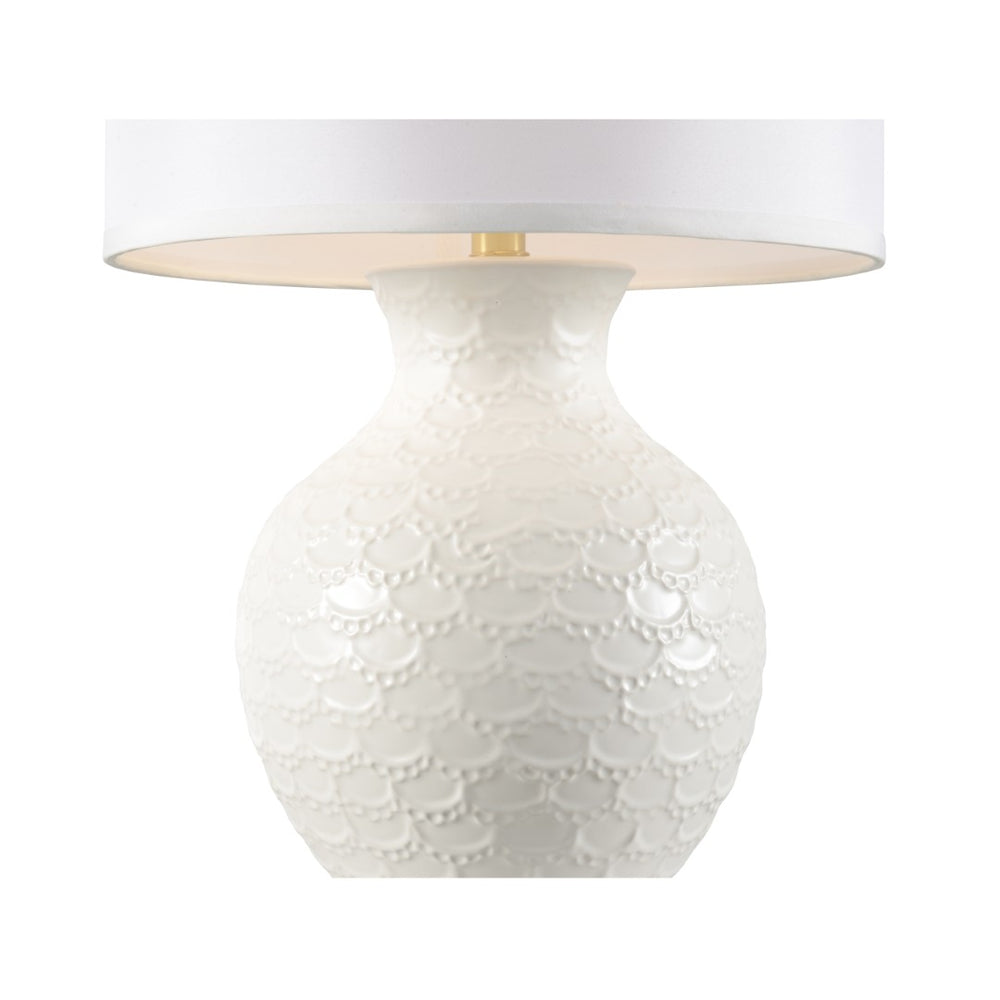 Wildwood Venise White Table Lamp By Cheryl Luckett — 26" Scalloped Elegant Ambient Light For Bedside & Console 12577