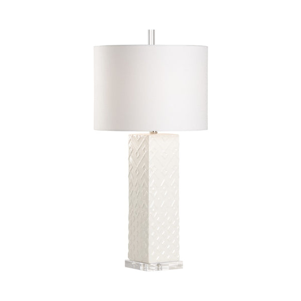 Wildwood Ujamaa Table Lamp By Cheryl Luckett For Wildwood — 32" White Glazed Accent Lamp, Textured, Slim Profile 12584