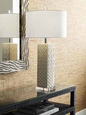 Wildwood Ujamaa Table Lamp By Cheryl Luckett For Wildwood — 32" White Glazed Accent Lamp, Textured, Slim Profile 12584