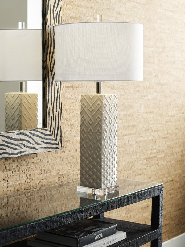 Wildwood Ujamaa Table Lamp By Cheryl Luckett For Wildwood — 32" White Glazed Accent Lamp, Textured, Slim Profile 12584