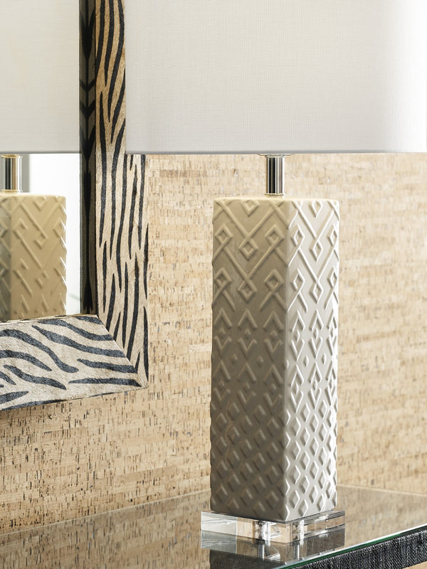 Wildwood Ujamaa Table Lamp By Cheryl Luckett For Wildwood — 32" White Glazed Accent Lamp, Textured, Slim Profile 12584