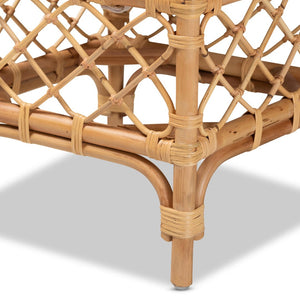 Baxton Studio bali Orchard Modern Bohemian Rattan Ottoman - Stylish Upholstered Accent for Cozy Spaces Orchard-Rattan-Otto