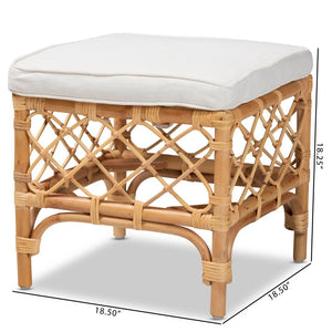 Baxton Studio bali Orchard Modern Bohemian Rattan Ottoman - Stylish Upholstered Accent for Cozy Spaces Orchard-Rattan-Otto