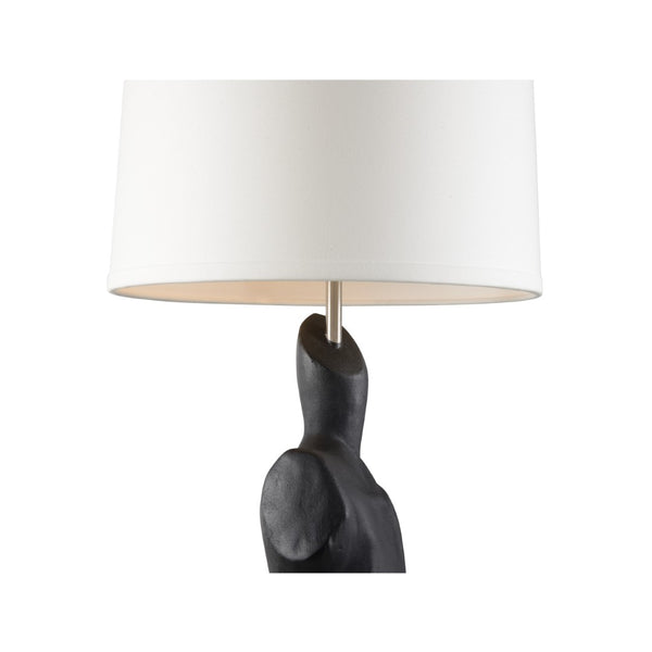 Wildwood Vogue Matte Black Bust Table Lamp With Crystal Base & Finial — 27.5" Sculptural Accent For Modern Interiors 12586