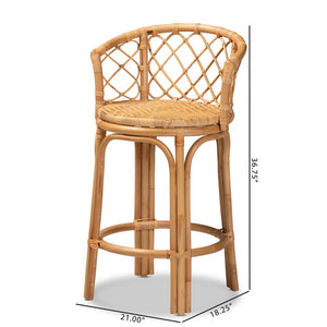 Baxton Studio bali Orchard Rattan Counter Stool - Modern Bohemian Design with Ergonomic Comfort & Natural Charm Orchard-Rattan-CS