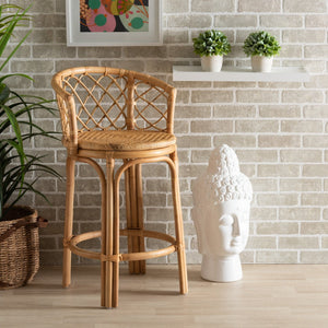 Baxton Studio bali Orchard Rattan Counter Stool - Modern Bohemian Design with Ergonomic Comfort & Natural Charm Orchard-Rattan-CS