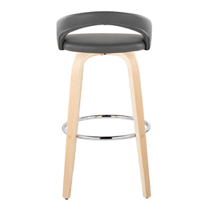 English Elm Fixed-height Swivel Barstools Walnut Bentwood Legs White Velvet Seat Set of 2 Grey B202S01914