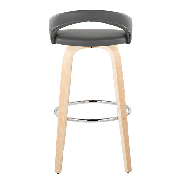 English Elm Fixed-height Swivel Barstools Walnut Bentwood Legs White Velvet Seat Set of 2 Grey B202S01914