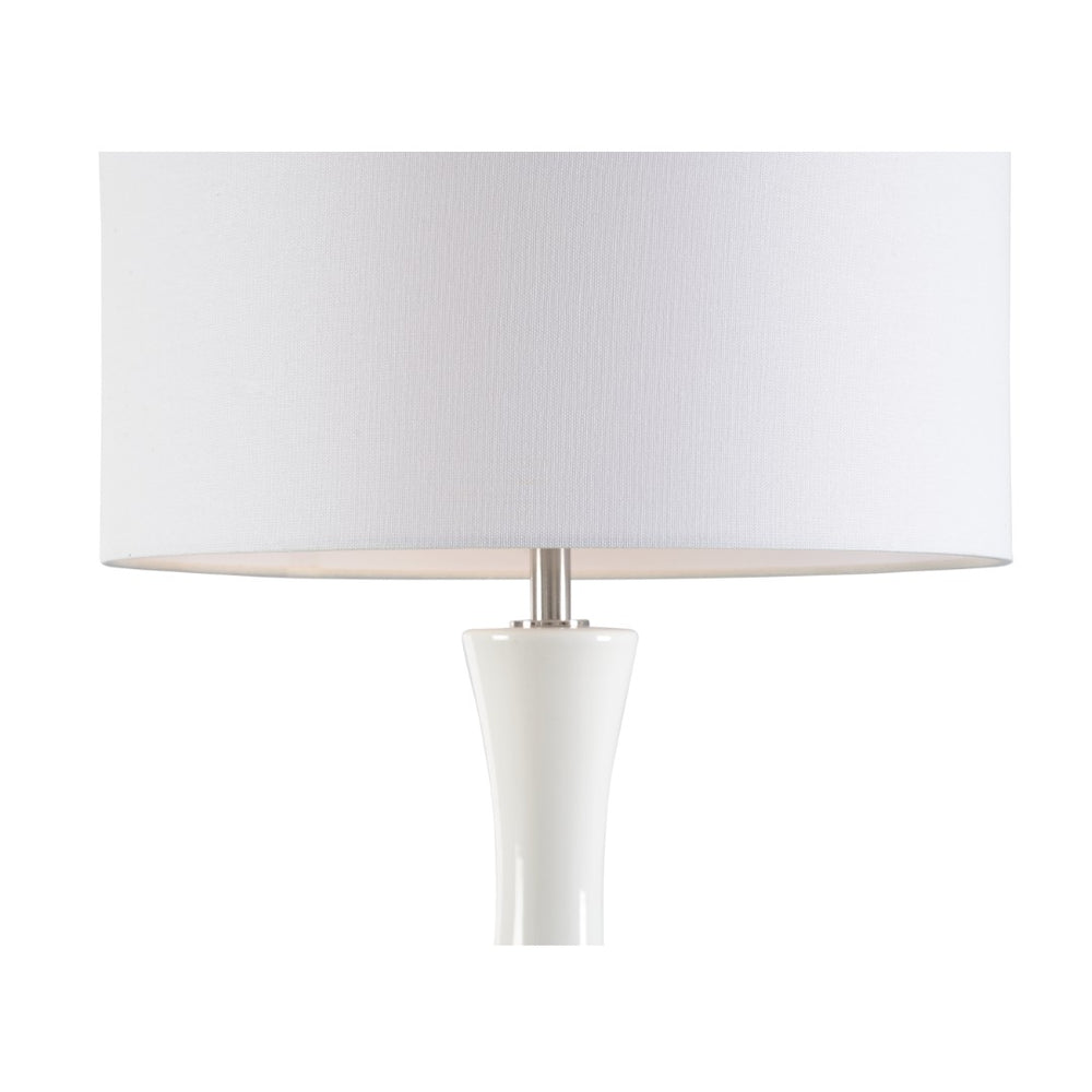 Wildwood Bamboozled White Ceramic Lamp With Brown Faux Bamboo Trim, 30" Sculptural Accent Light For Home 12591