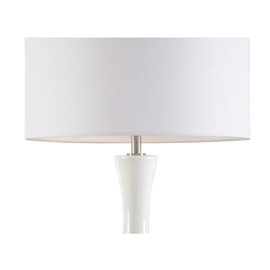 Wildwood Bamboozled White Ceramic Lamp With Brown Faux Bamboo Trim, 30" Sculptural Accent Light For Home 12591