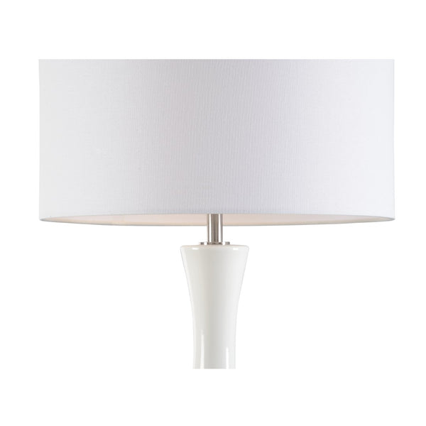 Wildwood Bamboozled White Ceramic Lamp With Brown Faux Bamboo Trim, 30" Sculptural Accent Light For Home 12591