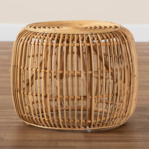 Baxton Studio bali Maverick Modern Bohemian Rattan End Table - Natural Brown Accent for Stylish Living Spaces Maverick-Rattan-ET