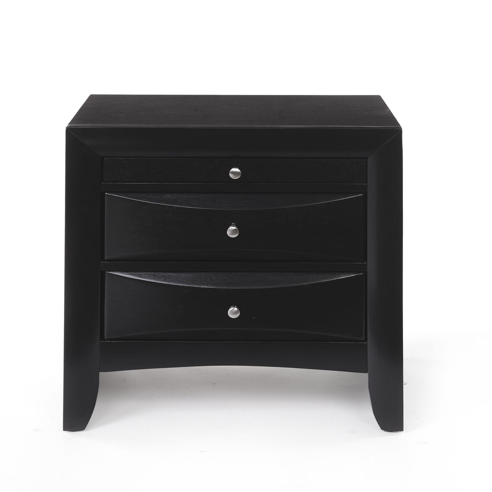 English Elm Black 2-Drawer Nightstand with Tray — Elegant Okume Veneer Bedside Storage, Durable Top, Classic Design B062P209405