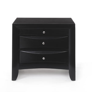 English Elm Black 2-Drawer Nightstand with Tray — Elegant Okume Veneer Bedside Storage, Durable Top, Classic Design B062P209405