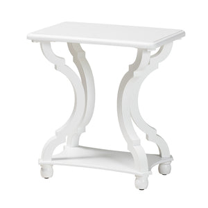 Baxton Studio Baxton Studio Cianna Classic End Table for Elegant Living Spaces with Open Shelf and Timeless Design White JY21A025-White-Wooden-ET