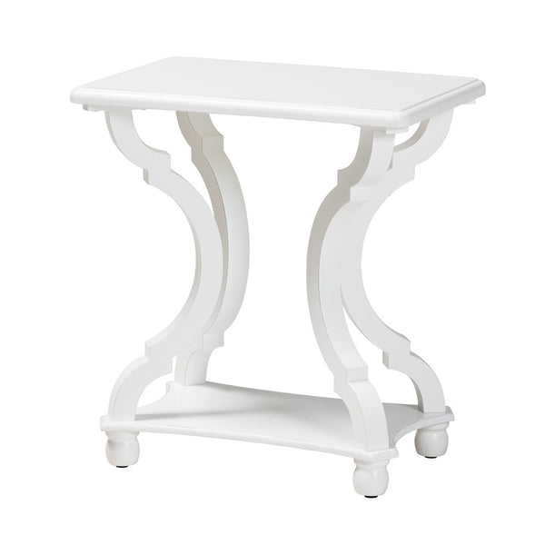 Baxton Studio Baxton Studio Cianna Classic End Table for Elegant Living Spaces with Open Shelf and Timeless Design White JY21A025-White-Wooden-ET
