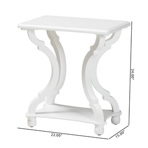 Baxton Studio Baxton Studio Cianna Classic End Table for Elegant Living Spaces with Open Shelf and Timeless Design White JY21A025-White-Wooden-ET