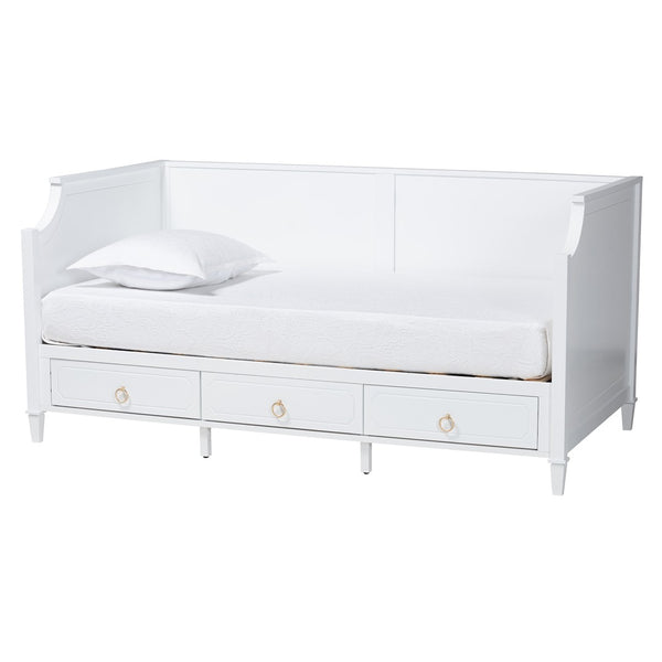 Baxton Studio Baxton Studio Classic White Wood Twin Daybed with 3 Storage Drawers for Elegant Comfort & Style Lowri-White-Daybed-3DW-Twin