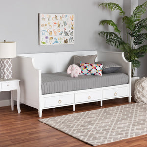 Baxton Studio Baxton Studio Classic White Wood Twin Daybed with 3 Storage Drawers for Elegant Comfort & Style Lowri-White-Daybed-3DW-Twin