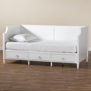 Baxton Studio Baxton Studio Classic White Wood Twin Daybed with 3 Storage Drawers for Elegant Comfort & Style Lowri-White-Daybed-3DW-Twin