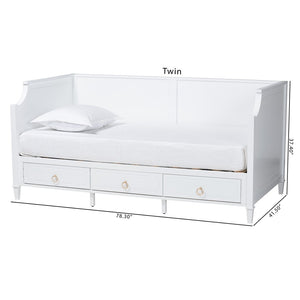 Baxton Studio Baxton Studio Classic White Wood Twin Daybed with 3 Storage Drawers for Elegant Comfort & Style Lowri-White-Daybed-3DW-Twin