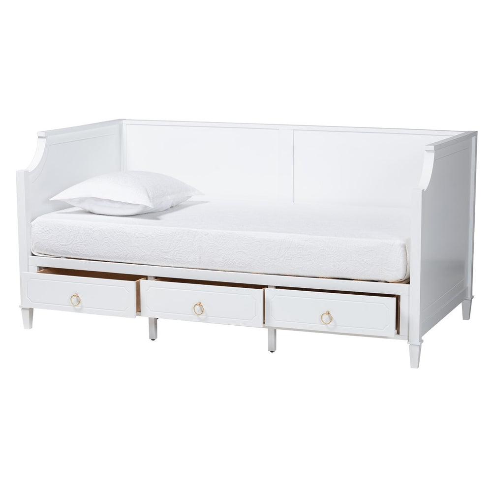 Baxton Studio Baxton Studio Classic White Wood Twin Daybed with 3 Storage Drawers for Elegant Comfort & Style Lowri-White-Daybed-3DW-Twin